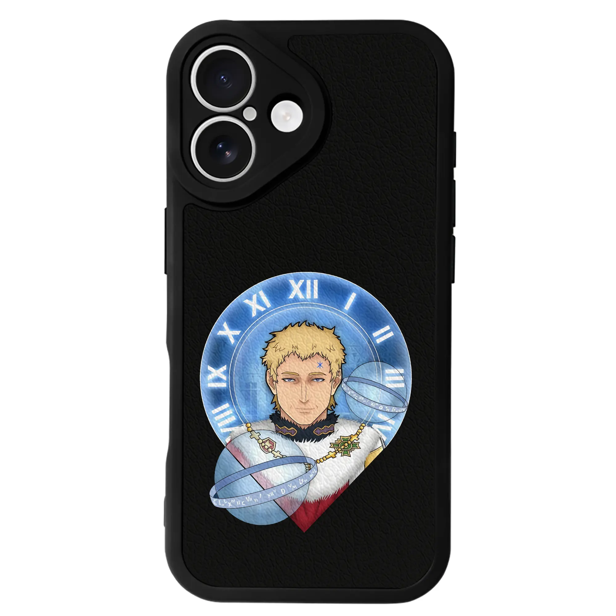 ブラッククローバー グッズ ユリウス・ノヴァクロノ - IPhone 16シリーズ対応 ・ シリコンスマホケース ・ レザー調 ・ 高精度フィット ・ 耐衝撃 ・ ワイヤレス充電対応 ・ 精密カット